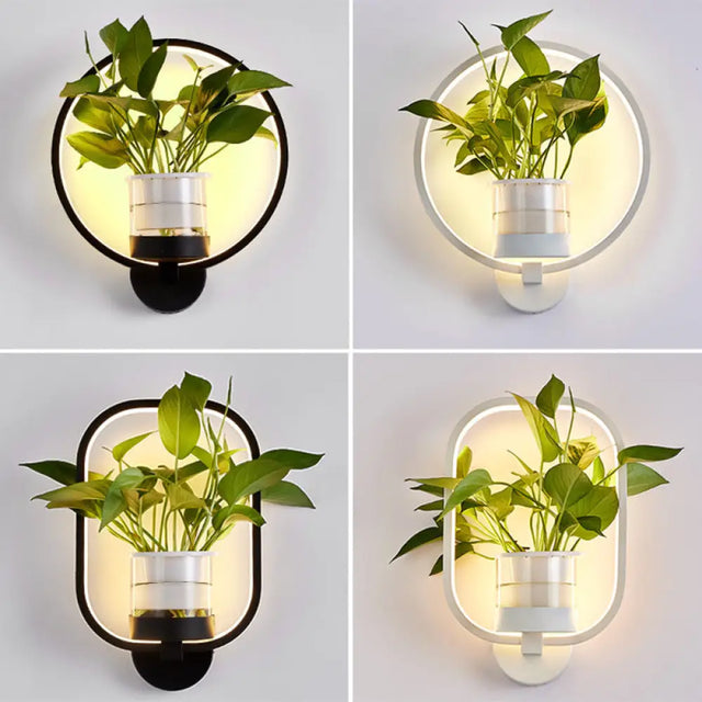 Minimalist Geometric Ring Led Wall Sconce Light - Aluminium Planter & Living Room Décor