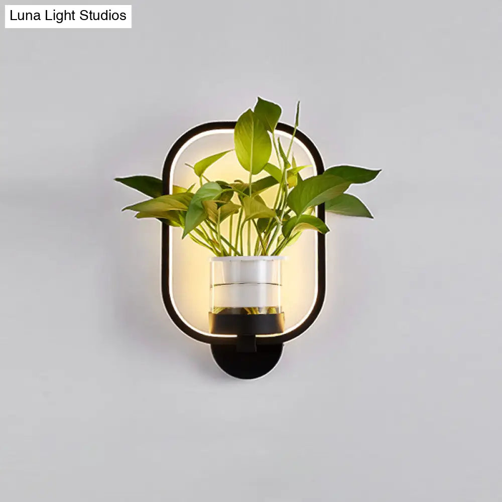 Minimalist Geometric Ring Led Wall Sconce Light - Aluminium Planter & Living Room Décor