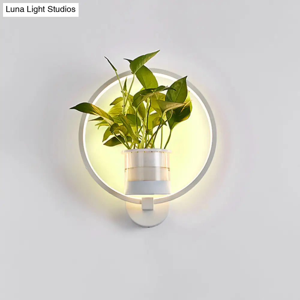 Minimalist Geometric Ring Led Wall Sconce Light - Aluminium Planter & Living Room Décor