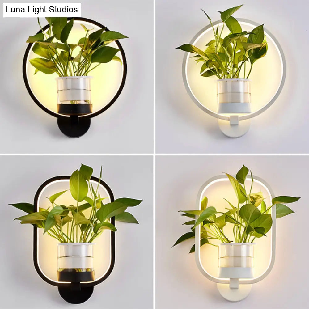 Minimalist Geometric Ring Led Wall Sconce Light - Aluminium Planter & Living Room Décor