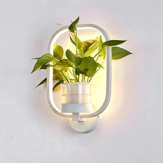 Minimalist Geometric Ring Led Wall Sconce Light - Aluminium Planter & Living Room Décor White / Warm