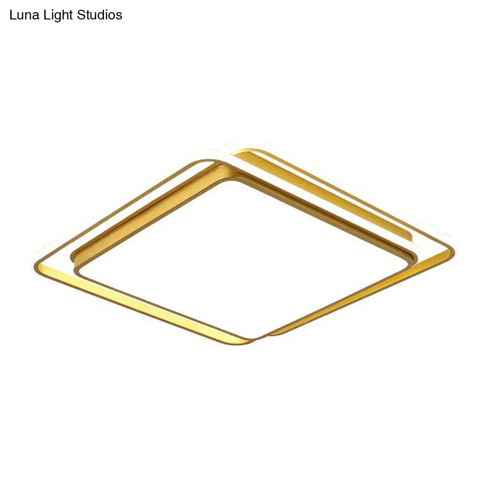 Minimalist Geometrical Flush Mount Led Lighting Fixture In Gold - Acrylic For Bedroom