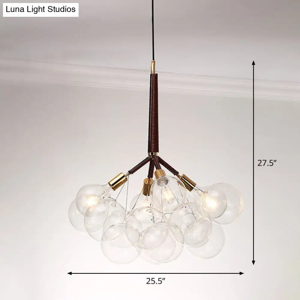 Bubble Chandelier: Minimalist Glass Suspension Light For Living Room 4 / Brown