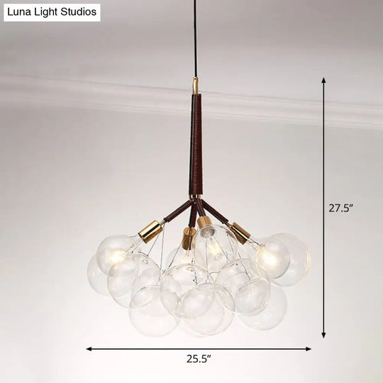 Bubble Chandelier: Minimalist Glass Suspension Light For Living Room 4 / Brown