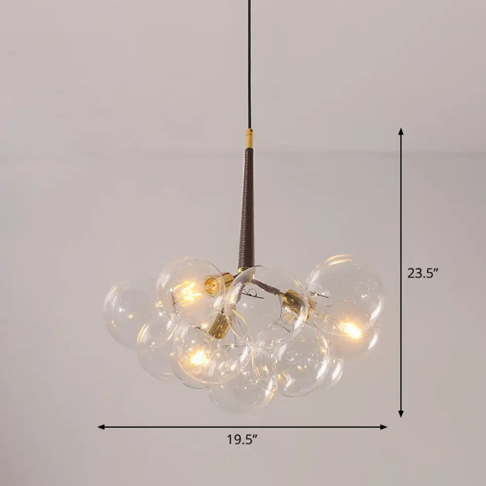 Minimalist Glass Bubble Chandelier - Stylish Suspension Light For Living Room 3 / Brown