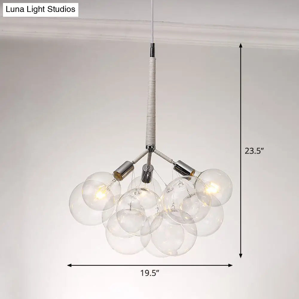 Bubble Chandelier: Minimalist Glass Suspension Light For Living Room 3 / White