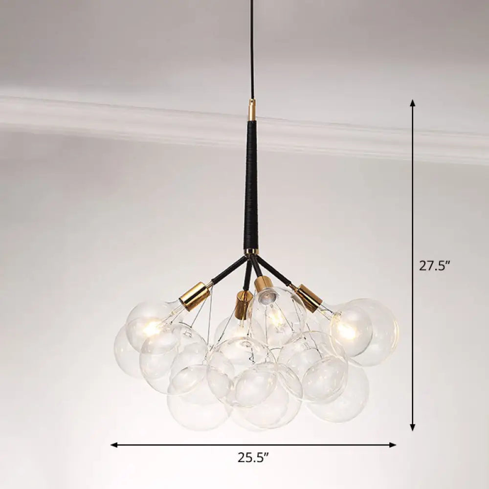 Minimalist Glass Bubble Chandelier - Stylish Suspension Light For Living Room 4 / Black