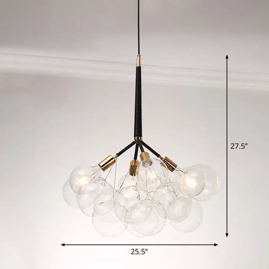 Minimalist Glass Bubble Chandelier - Stylish Suspension Light For Living Room 4 / Black