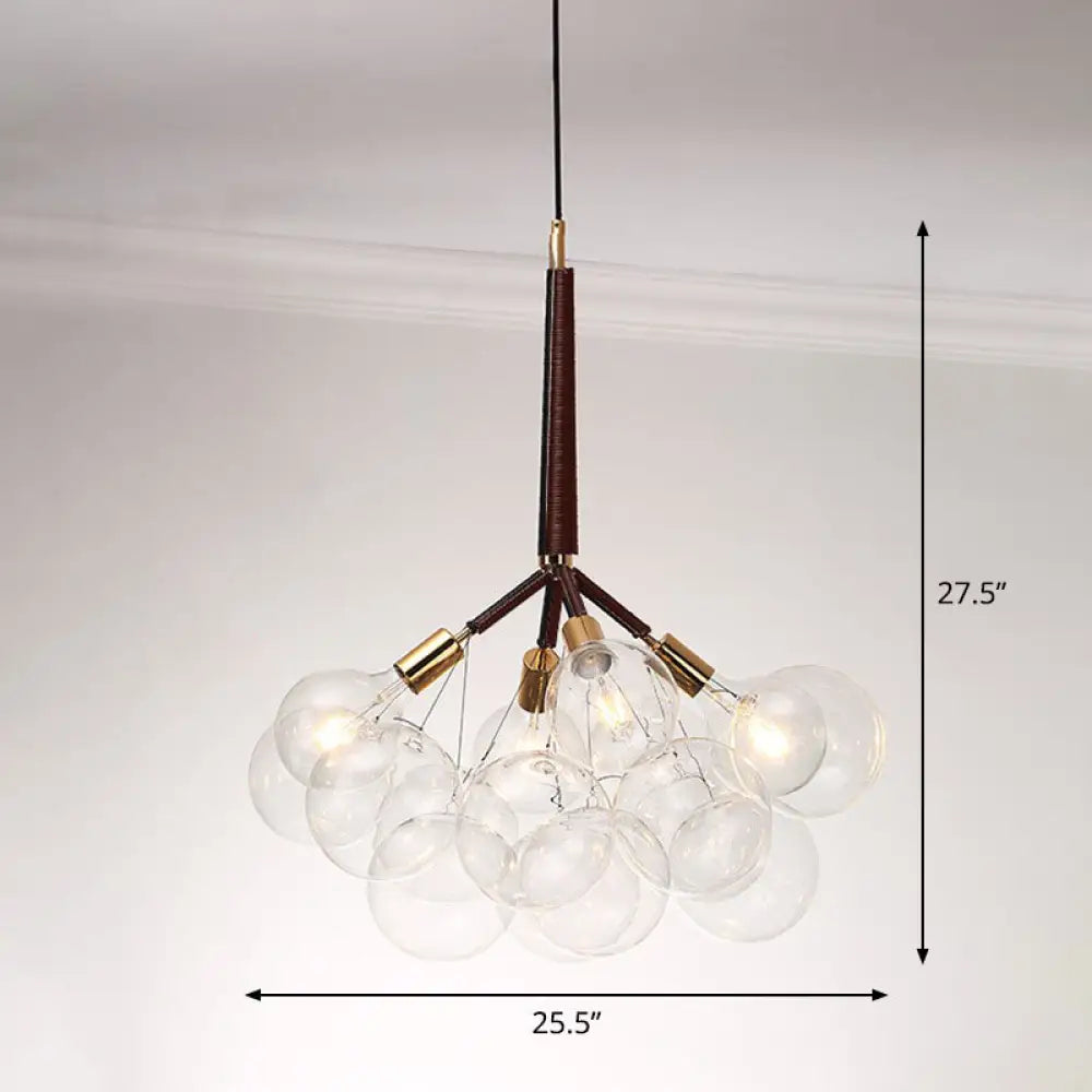 Minimalist Glass Bubble Chandelier - Stylish Suspension Light For Living Room 4 / Brown