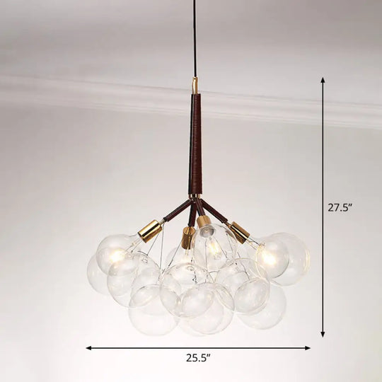 Minimalist Glass Bubble Chandelier - Stylish Suspension Light For Living Room 4 / Brown