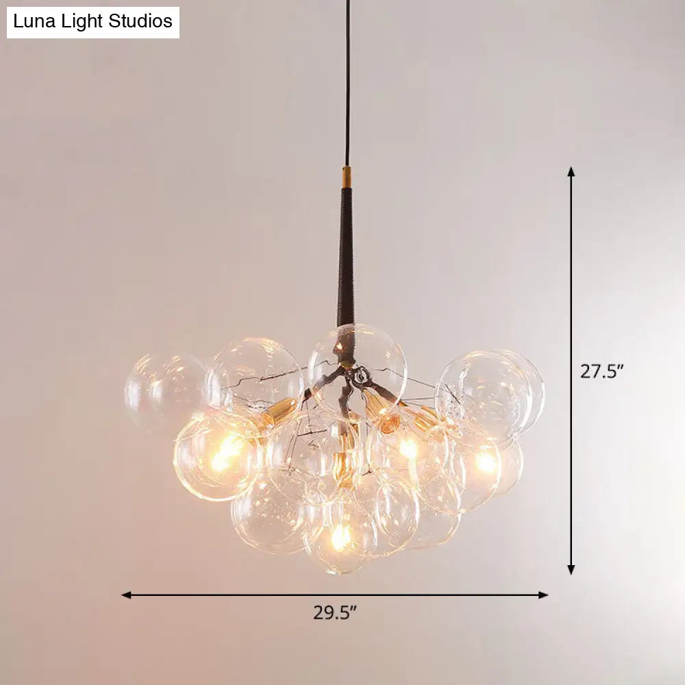 Bubble Chandelier: Minimalist Glass Suspension Light For Living Room 6 / Brown