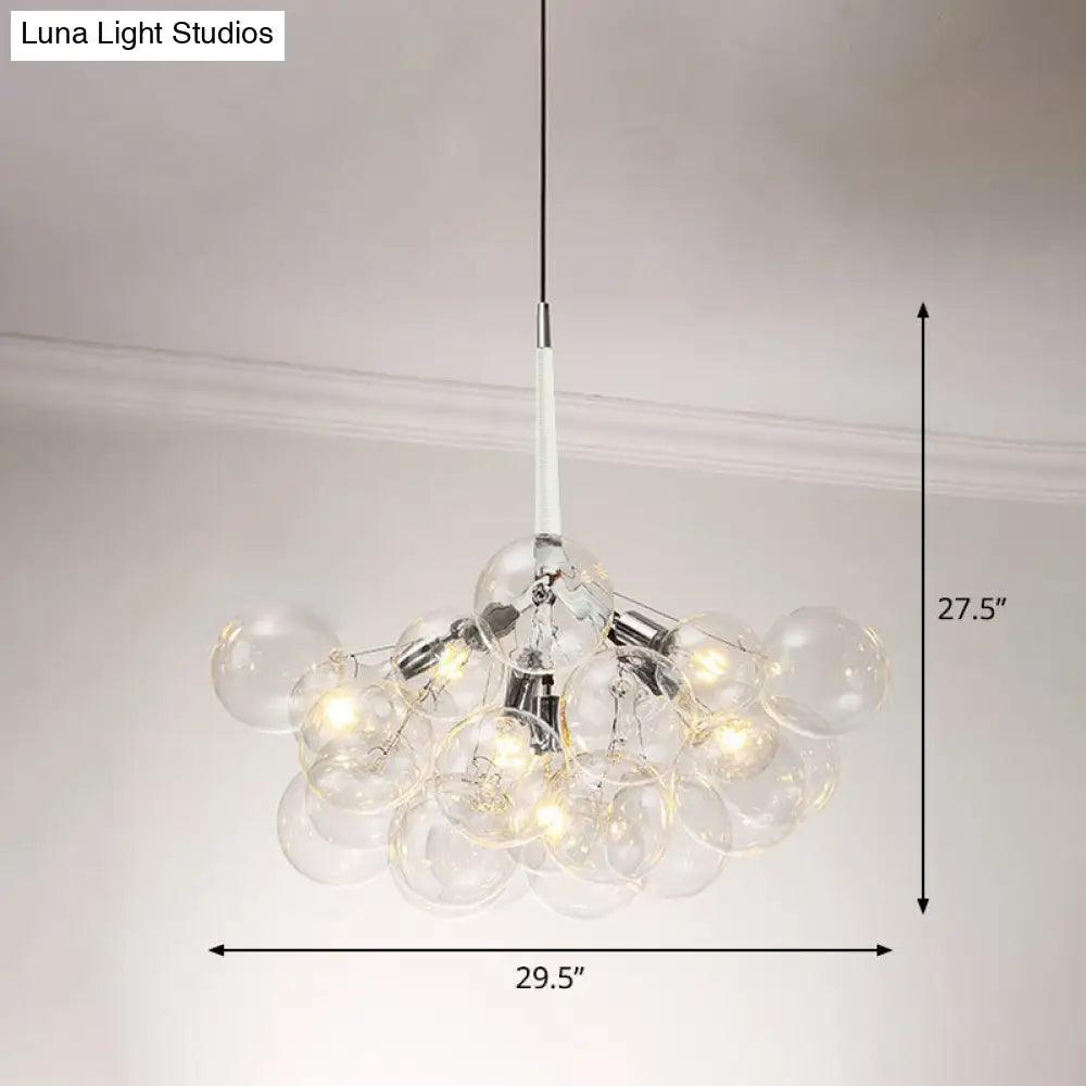 Bubble Chandelier: Minimalist Glass Suspension Light For Living Room 6 / White