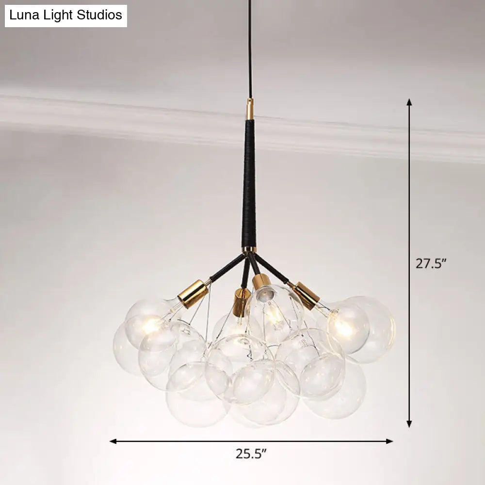 Bubble Chandelier: Minimalist Glass Suspension Light For Living Room 4 / Black