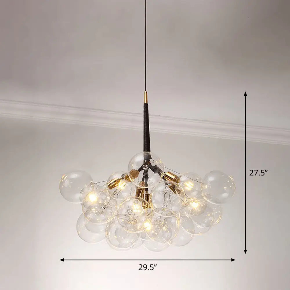 Minimalist Glass Bubble Chandelier - Stylish Suspension Light For Living Room 6 / Black