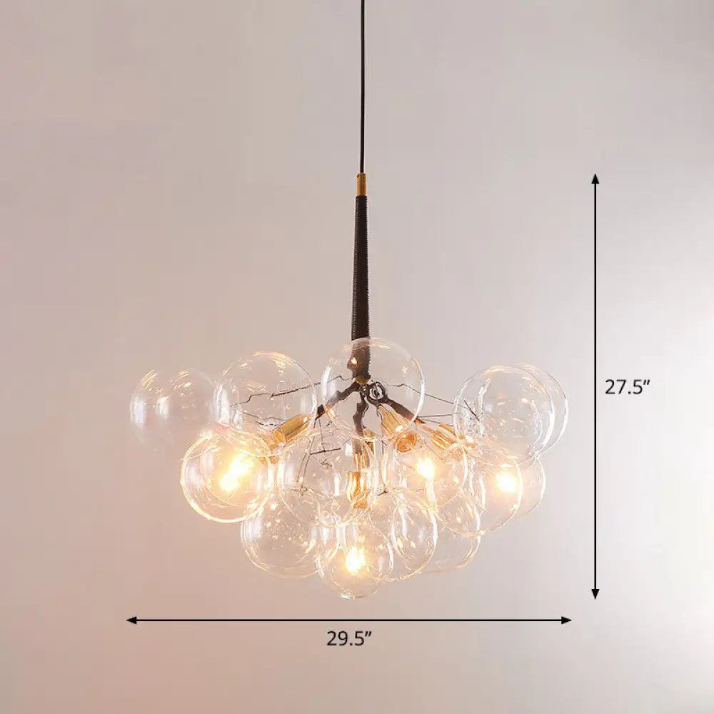 Minimalist Glass Bubble Chandelier - Stylish Suspension Light For Living Room 6 / Brown