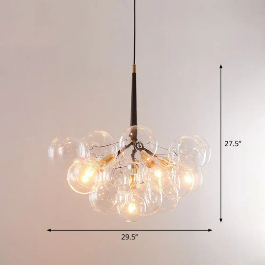 Minimalist Glass Bubble Chandelier - Stylish Suspension Light For Living Room 6 / Brown