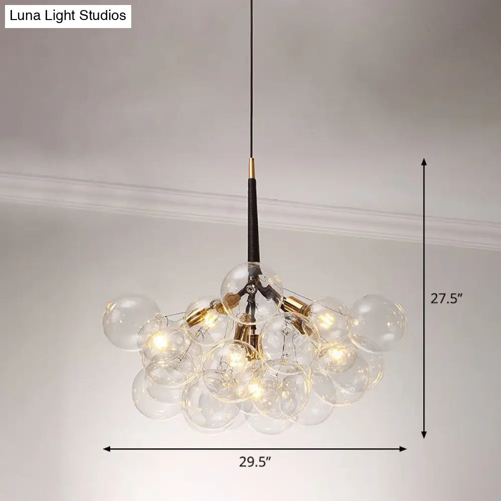 Bubble Chandelier: Minimalist Glass Suspension Light For Living Room 6 / Black