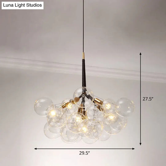 Bubble Chandelier: Minimalist Glass Suspension Light For Living Room 6 / Black