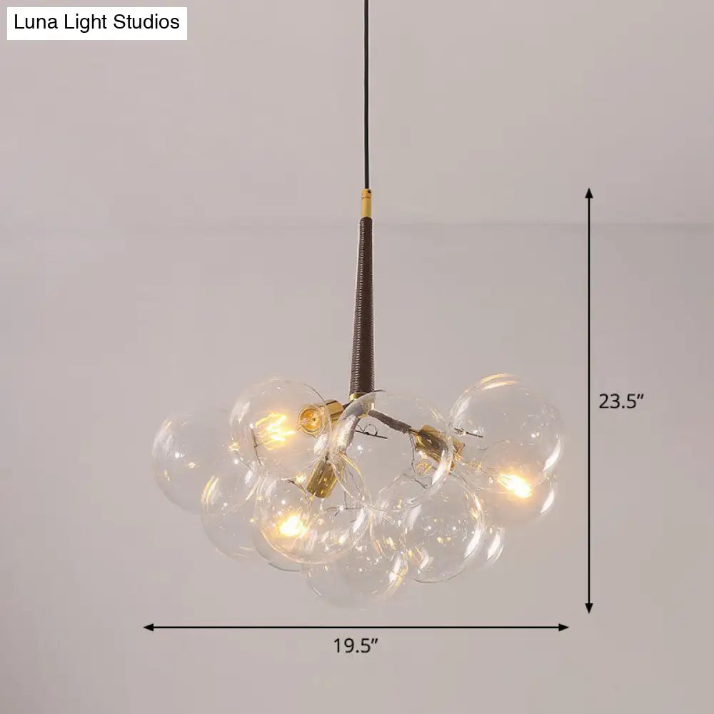 Bubble Chandelier: Minimalist Glass Suspension Light For Living Room 3 / Brown