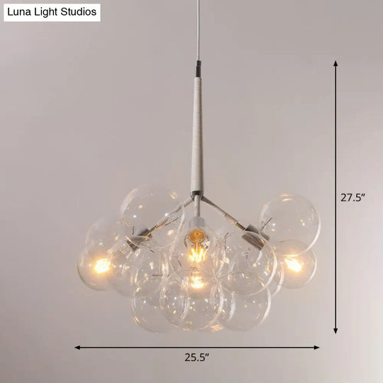 Bubble Chandelier: Minimalist Glass Suspension Light For Living Room 4 / White