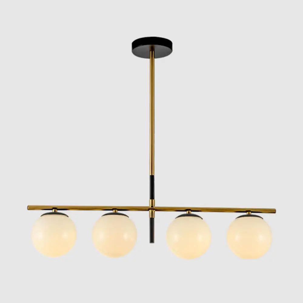 Minimalist Glass Globe Island Chandelier With Brass Pendant - 4/5 Lights In White Smoke Grey Or