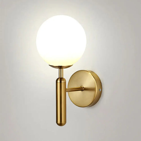 Minimalist Glass Globe Wall Mount Light Fixture For Bedroom Lighting Gold / White