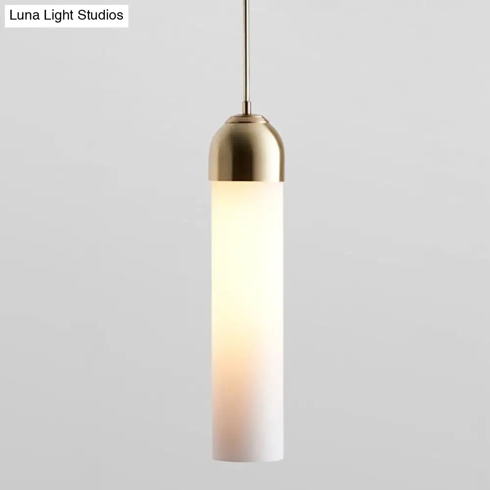 Minimalist Glass Tube Pendant Light With Adjustable Cord - Height 17.7 For Bedside And More Cream