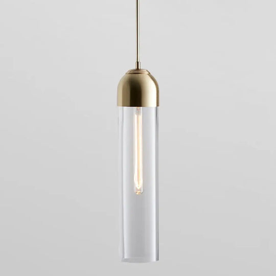 Minimalist Glass Hanging Light - 17.7’ Height Tube-Shaped 1 Bedside Pendant With Adjustable Cord