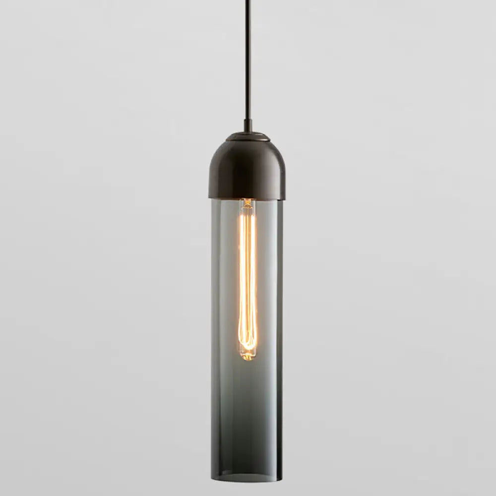 Minimalist Glass Hanging Light - 17.7’ Height Tube-Shaped 1 Bedside Pendant With Adjustable Cord