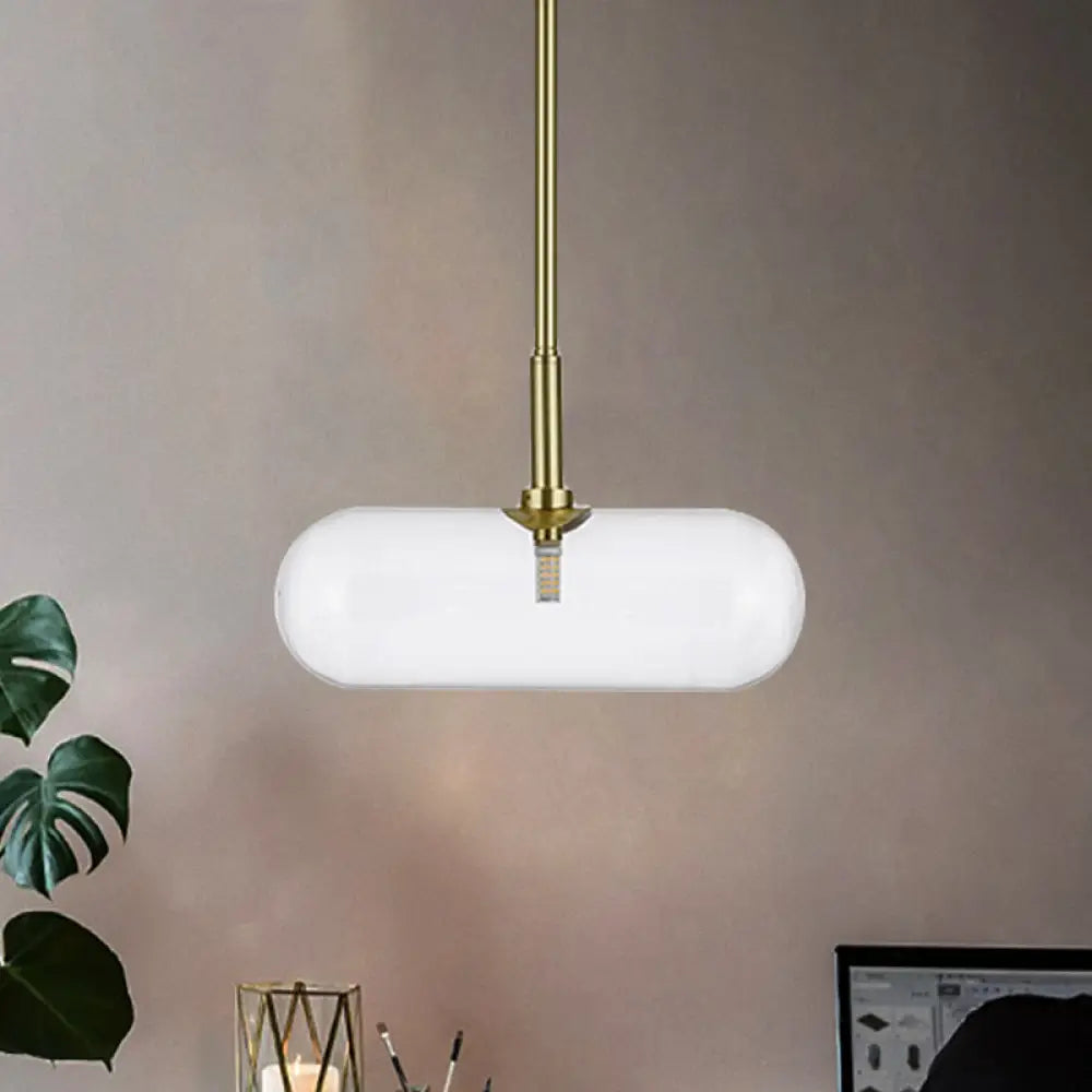 Minimalist Glass Pendant Light In Gold – Single-Bulb Suspension Fixture