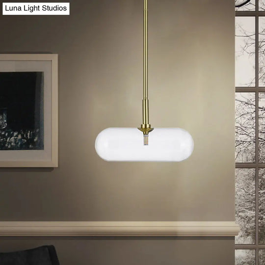 Minimalist Glass Pendant Light In Gold – Single-Bulb Suspension Fixture