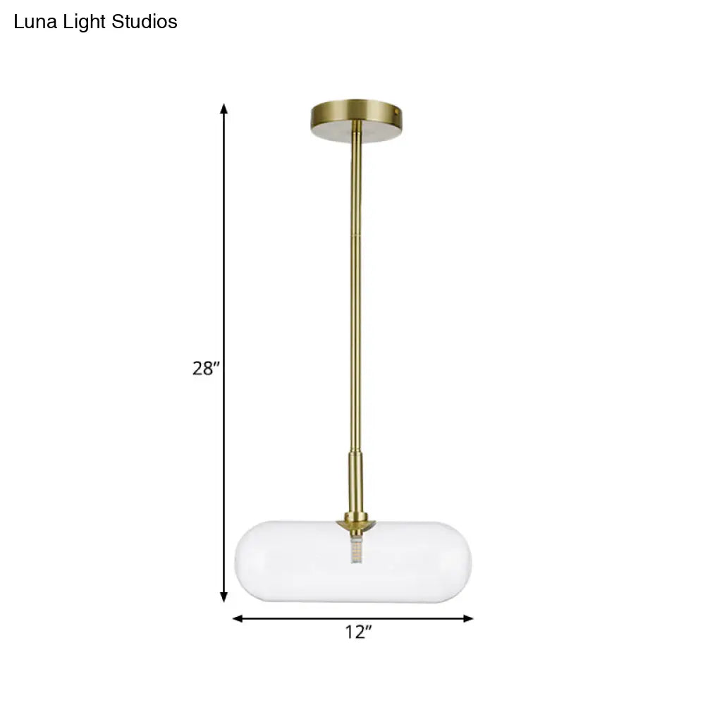 Minimalist Glass Pendant Light In Gold – Single-Bulb Suspension Fixture