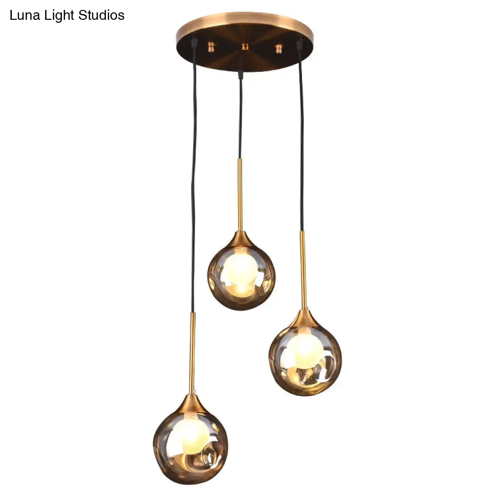 Minimalist Glass Pendant With 3-Head Down Lighting: Ideal For Dining Room And Multiple Hanging