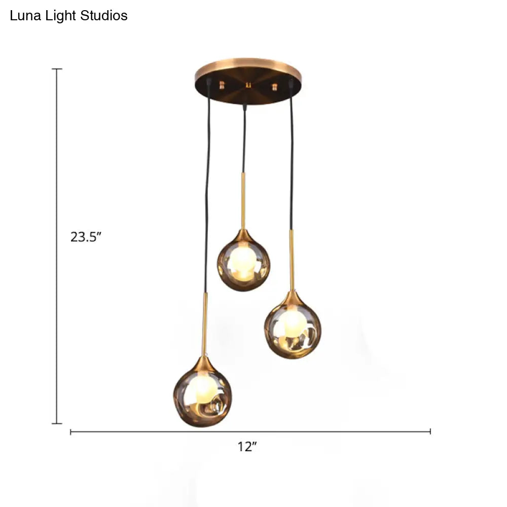 Minimalist Glass Pendant Light With 3-Head Design For Dining Room And Multiple Hanging Options