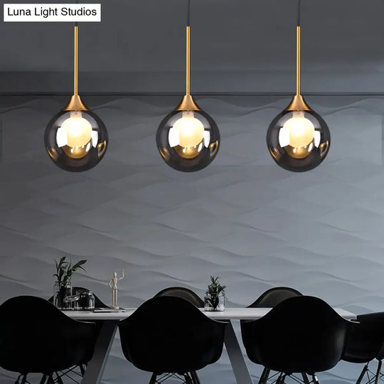 Minimalist Glass Pendant With 3-Head Down Lighting: Ideal For Dining Room And Multiple Hanging