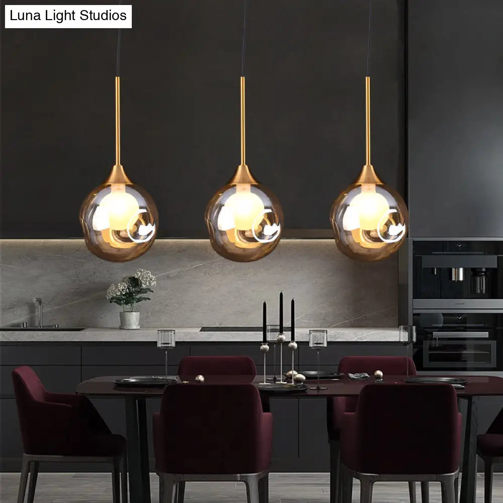 Minimalist Glass Pendant With 3-Head Down Lighting: Ideal For Dining Room And Multiple Hanging