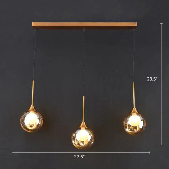 Minimalist Glass Pendant With 3-Head Down Lighting: Ideal For Dining Room And Multiple Hanging