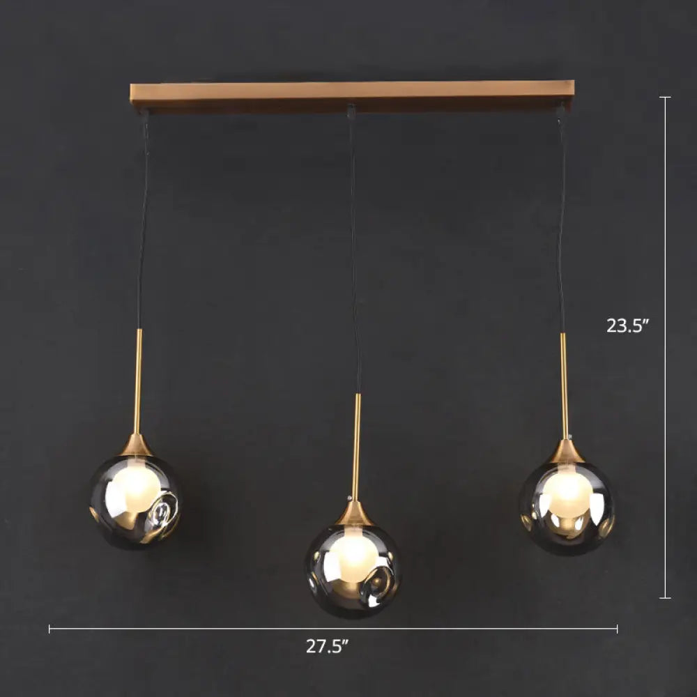 Minimalist Glass Pendant With 3-Head Down Lighting: Ideal For Dining Room And Multiple Hanging