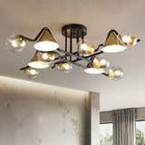 Minimalist Glass Semi Flush Ceiling Light - Cone And Ball Shaped Black - Brass Finish 12 / Clear