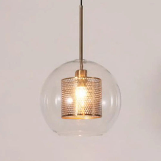 Minimalist Glass Spherical Pendant Light Fixture In Bronze / 12