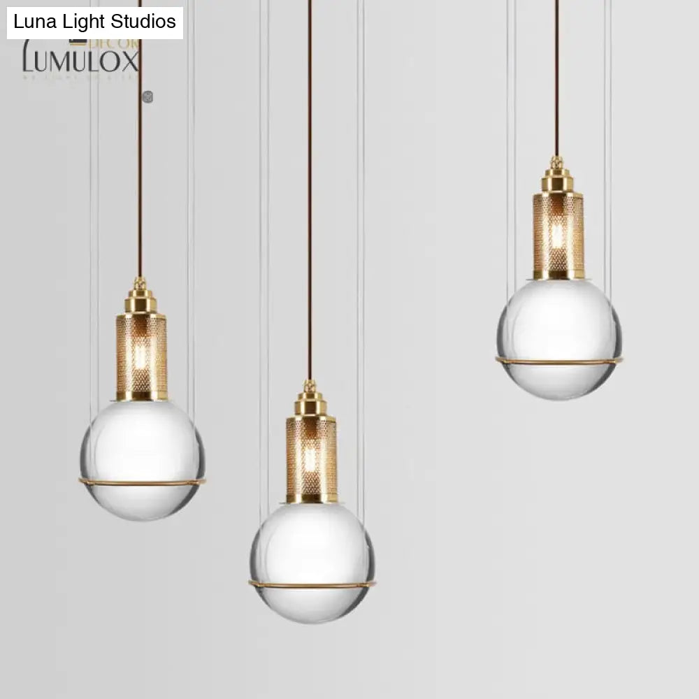 Minimalist Globe Crystal Shade Living Room Hanging Lamp Pendant Lighting
