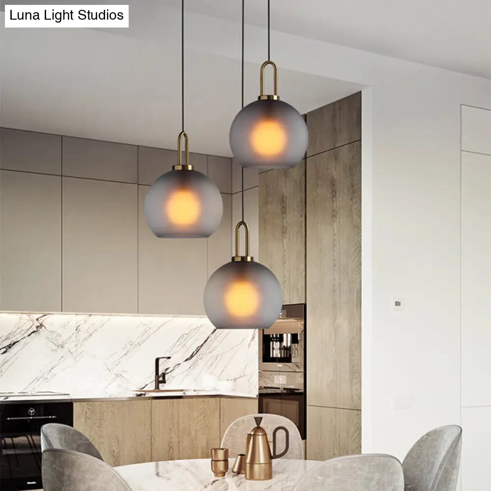 Minimalist Dining Room Pendant Light With Globe Glass Shade - 1 Head Ceiling Fixture Smoke Gray / 12