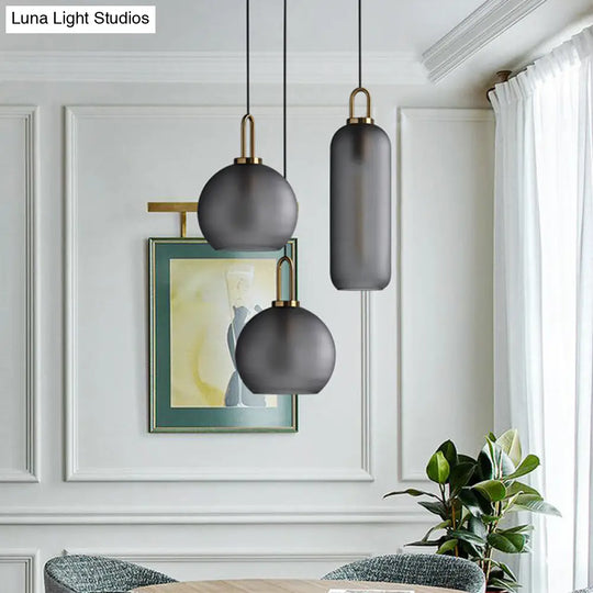 Minimalist Dining Room Pendant Light With Globe Glass Shade - 1 Head Ceiling Fixture