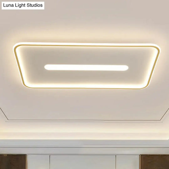 Minimalist Glow: Nordic Aluminum Rectangular Led Flush Ceiling Light For Contemporary Living Rooms