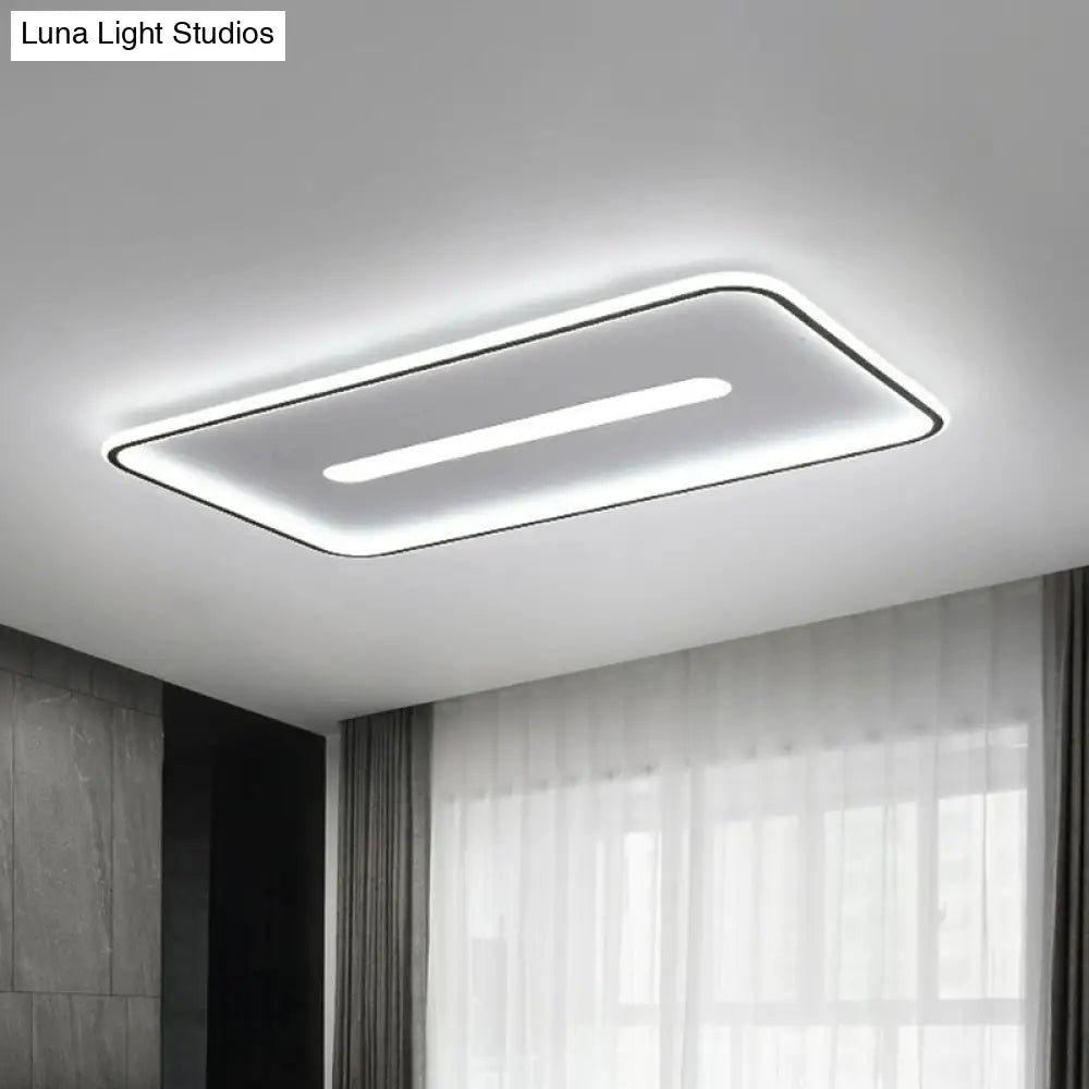 Minimalist Glow: Nordic Aluminum Rectangular Led Flush Ceiling Light For Contemporary Living Rooms