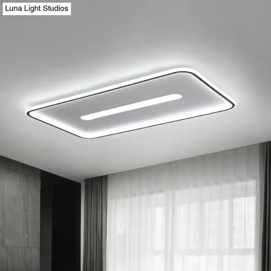 Minimalist Glow: Nordic Aluminum Rectangular Led Flush Ceiling Light For Contemporary Living Rooms