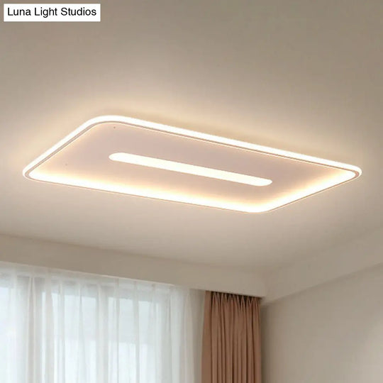 Minimalist Glow: Nordic Aluminum Rectangular Led Flush Ceiling Light For Contemporary Living Rooms