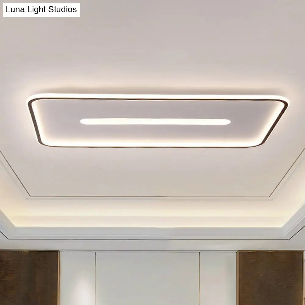 Minimalist Glow: Nordic Aluminum Rectangular Led Flush Ceiling Light For Contemporary Living Rooms