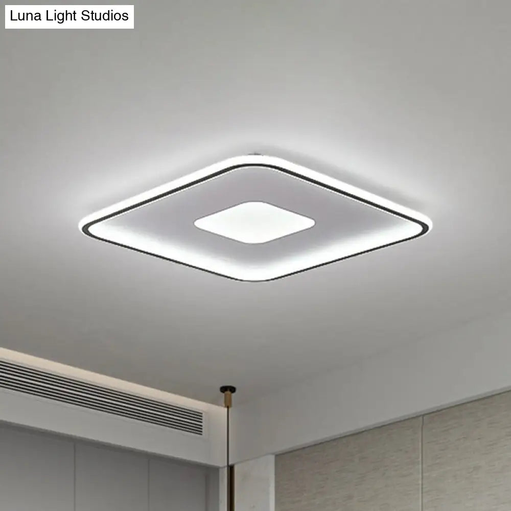 Minimalist Glow: Nordic Aluminum Rectangular Led Flush Ceiling Light For Contemporary Living Rooms