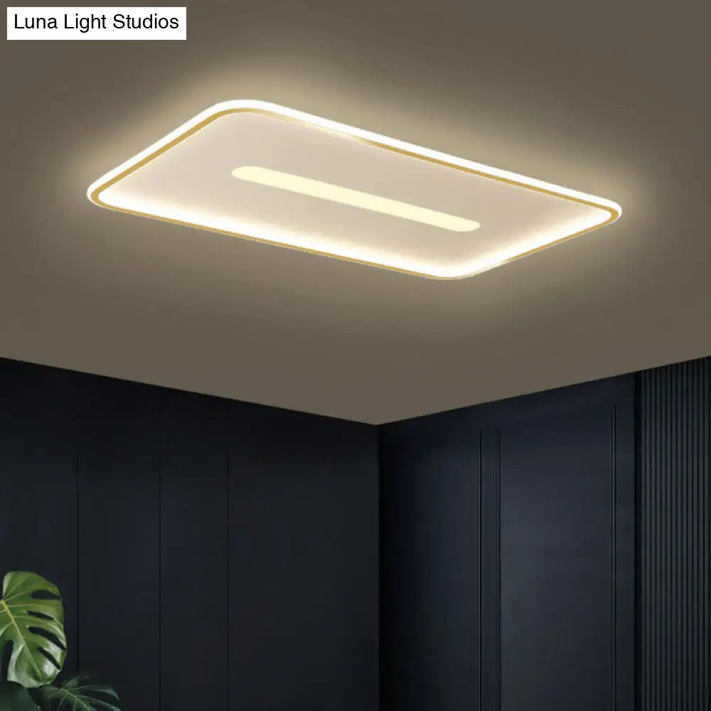 Minimalist Glow: Nordic Aluminum Rectangular Led Flush Ceiling Light For Contemporary Living Rooms